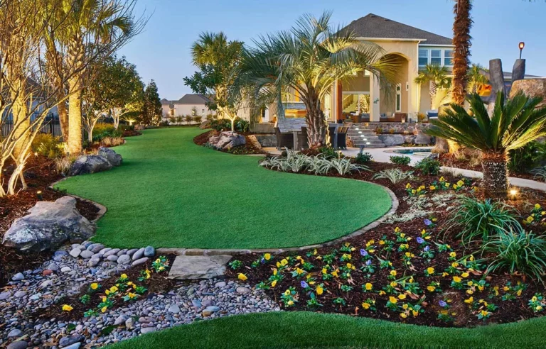 landscaped and astro turf yard