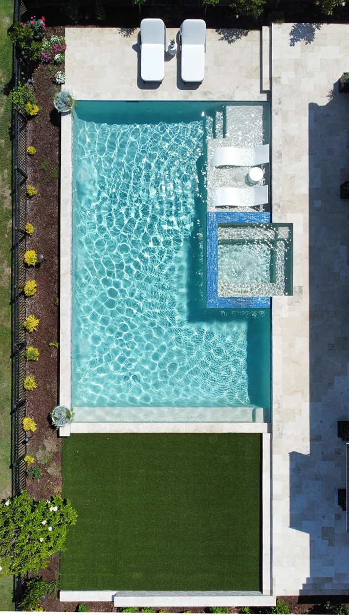 aerial view of a pool