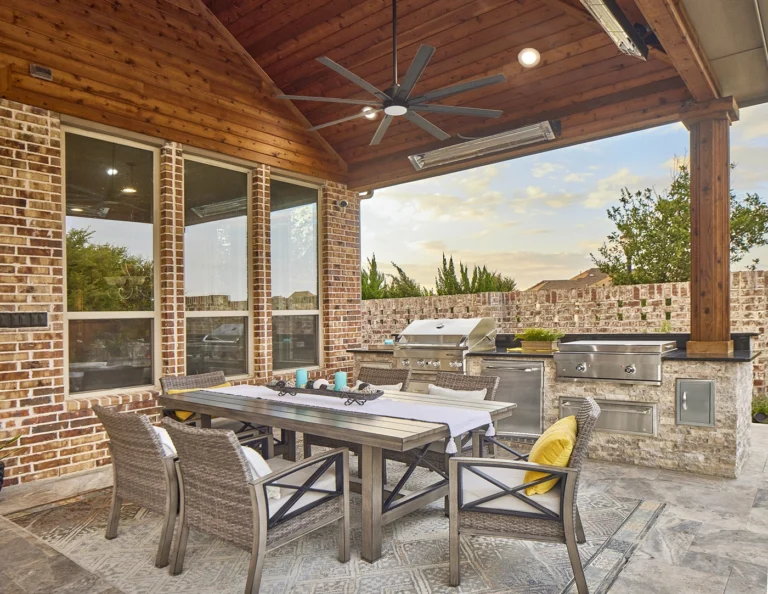 covered patio and outdoor kitchen